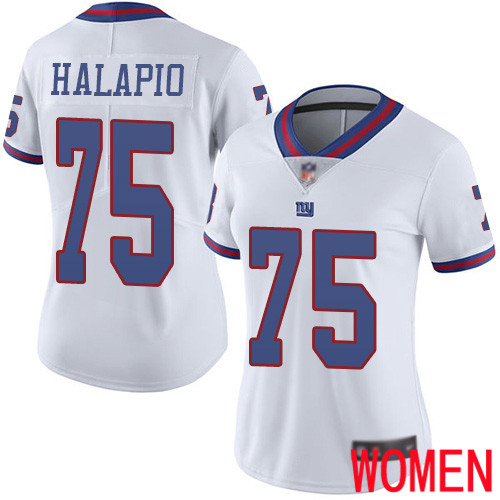 Women New York Giants #75 Jon Halapio Limited White Rush Vapor Untouchable Football NFL Jersey->new york giants->NFL Jersey